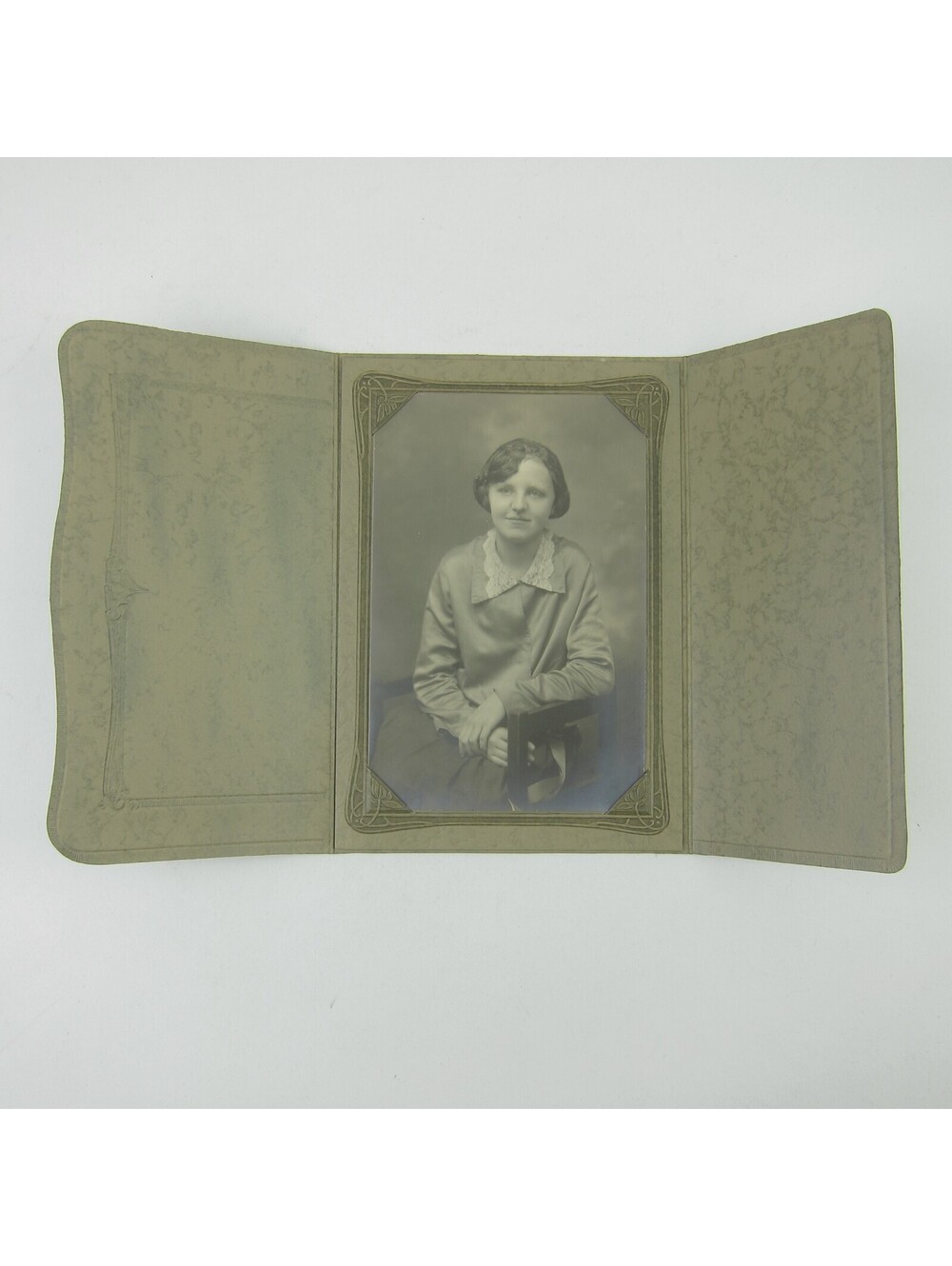 Vintage Photograph Young Woman 1930s Fashion Studio Portrait Foldout Frame